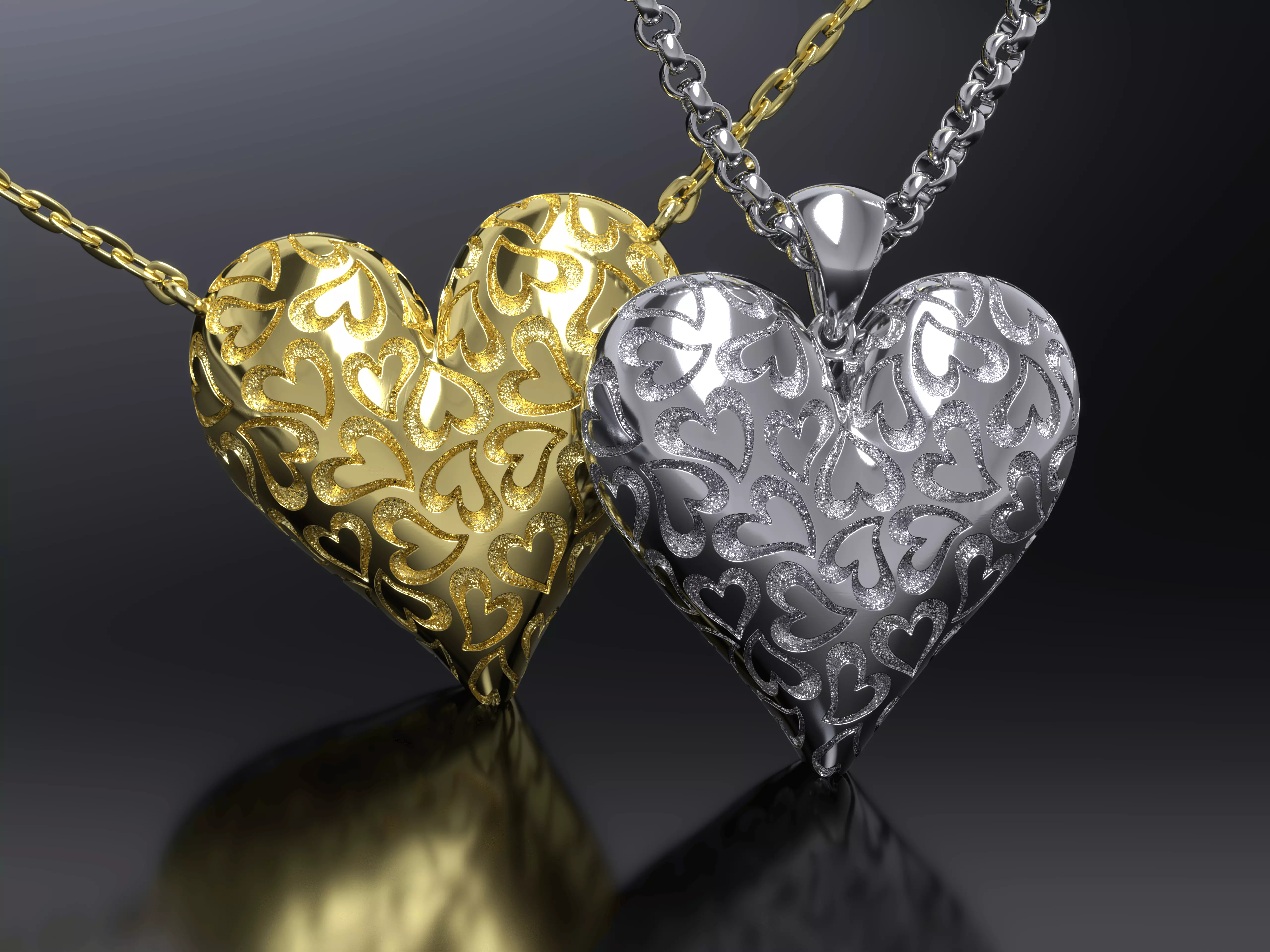 Decorative Heart Pattern Heart Pendant 3D print model