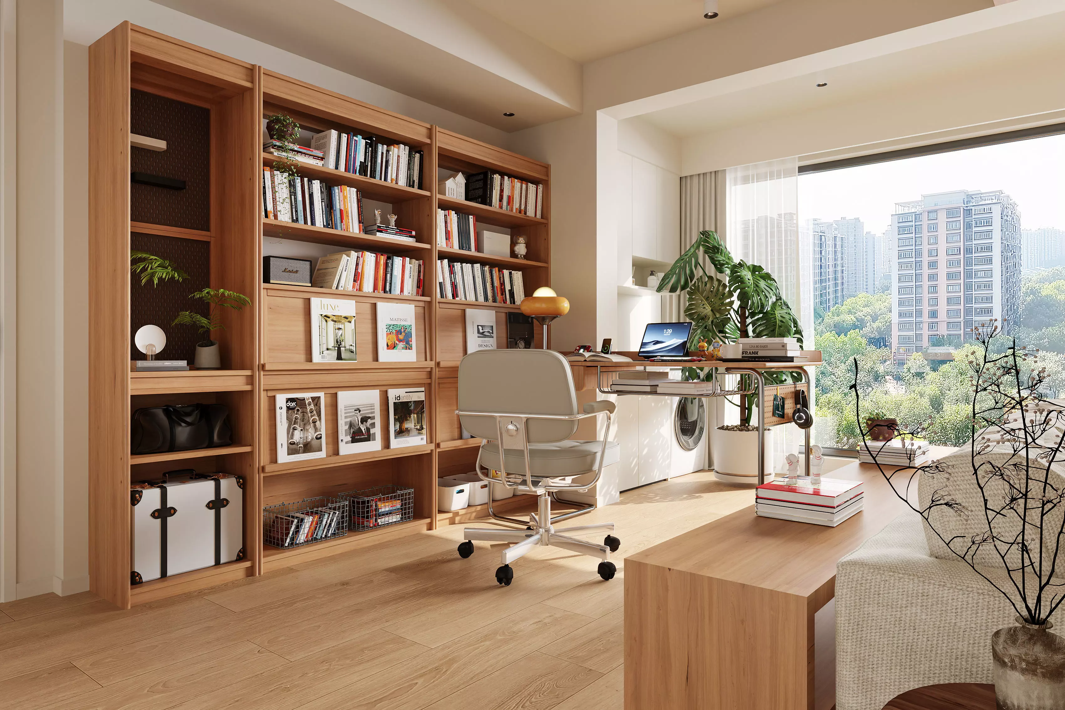 Nordic living room and study 3D model 3D model