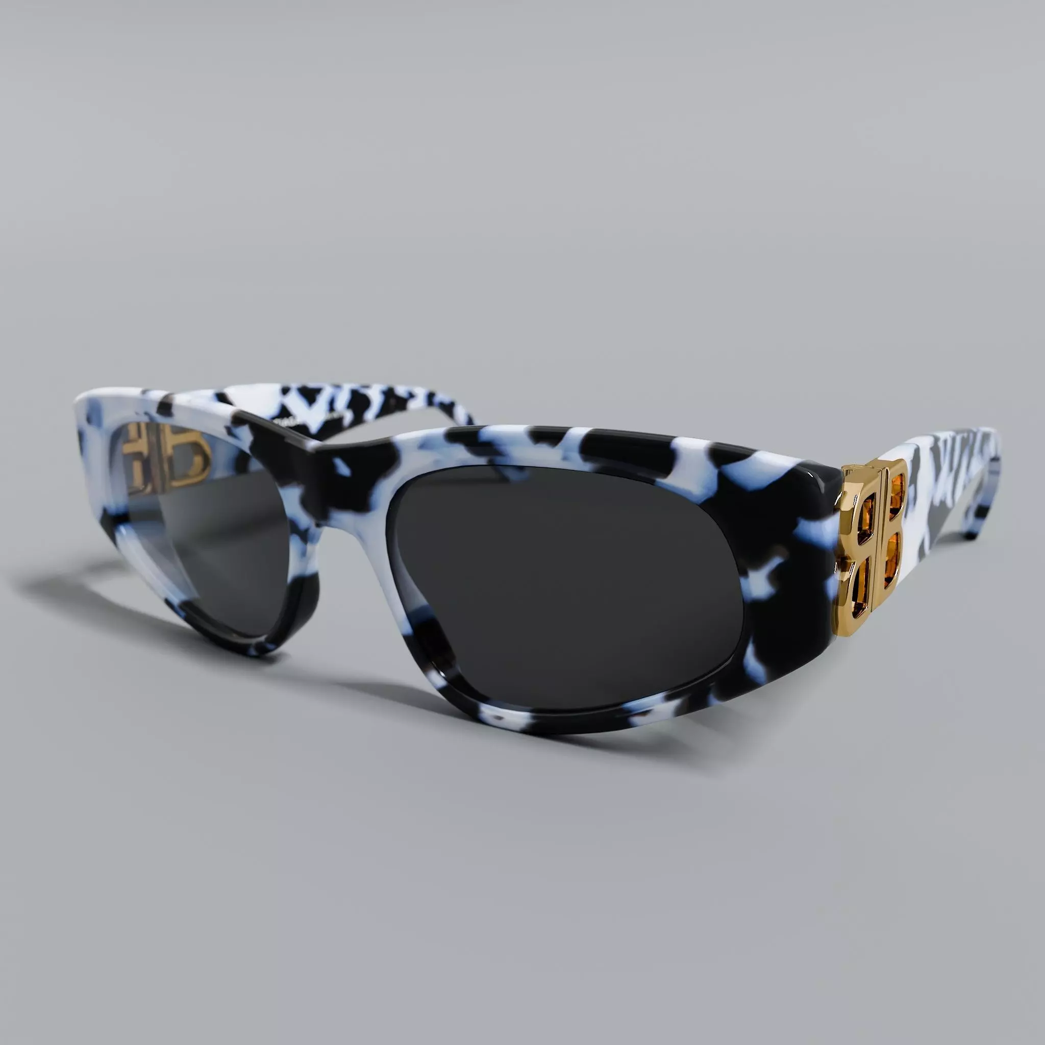 BALENCIAGA Dynasty DFrame White Havana Grey Low-poly 3D model