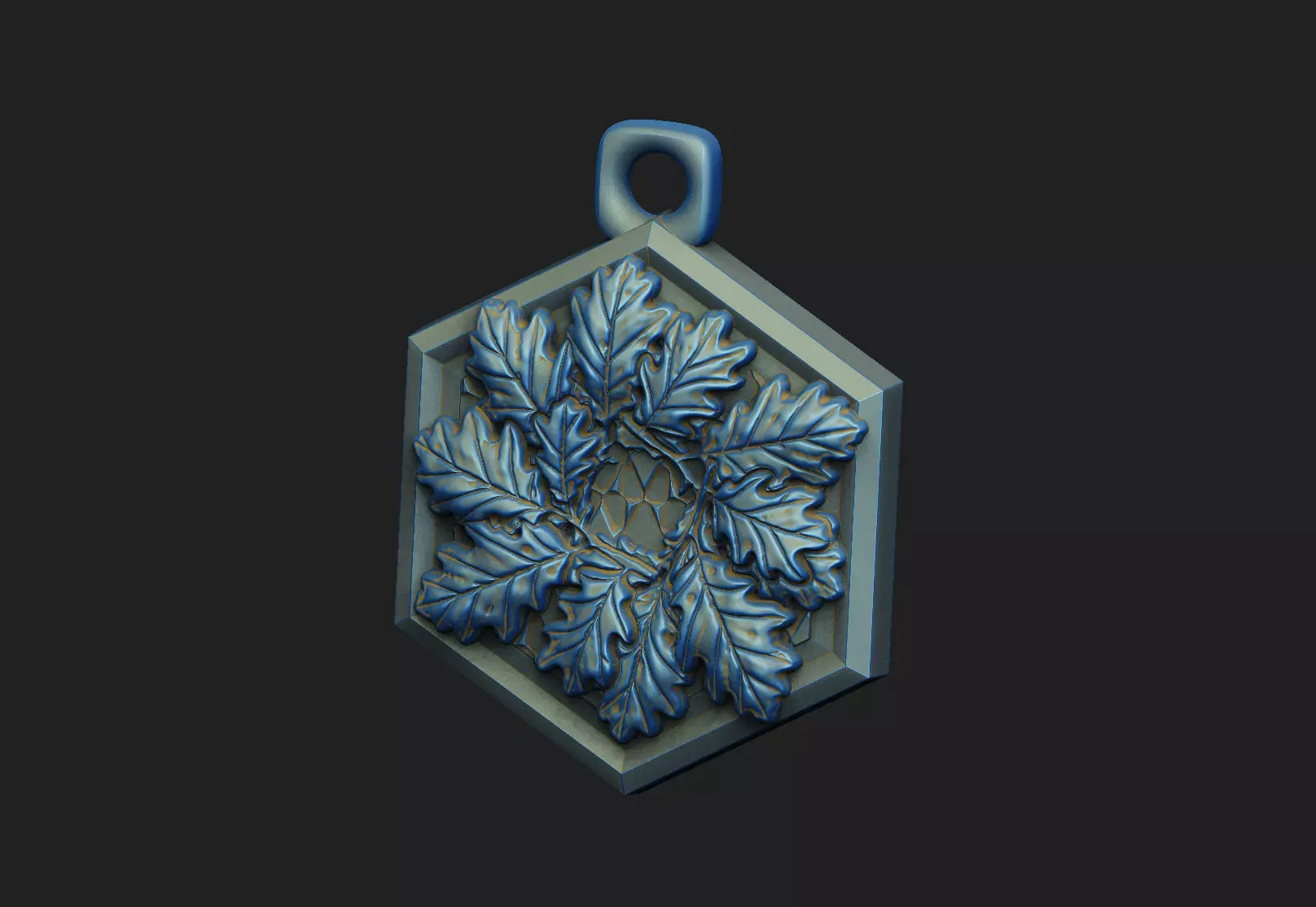 Oak hexagon-jewelryhexagon amulet accessory wearable ornament 3D print model