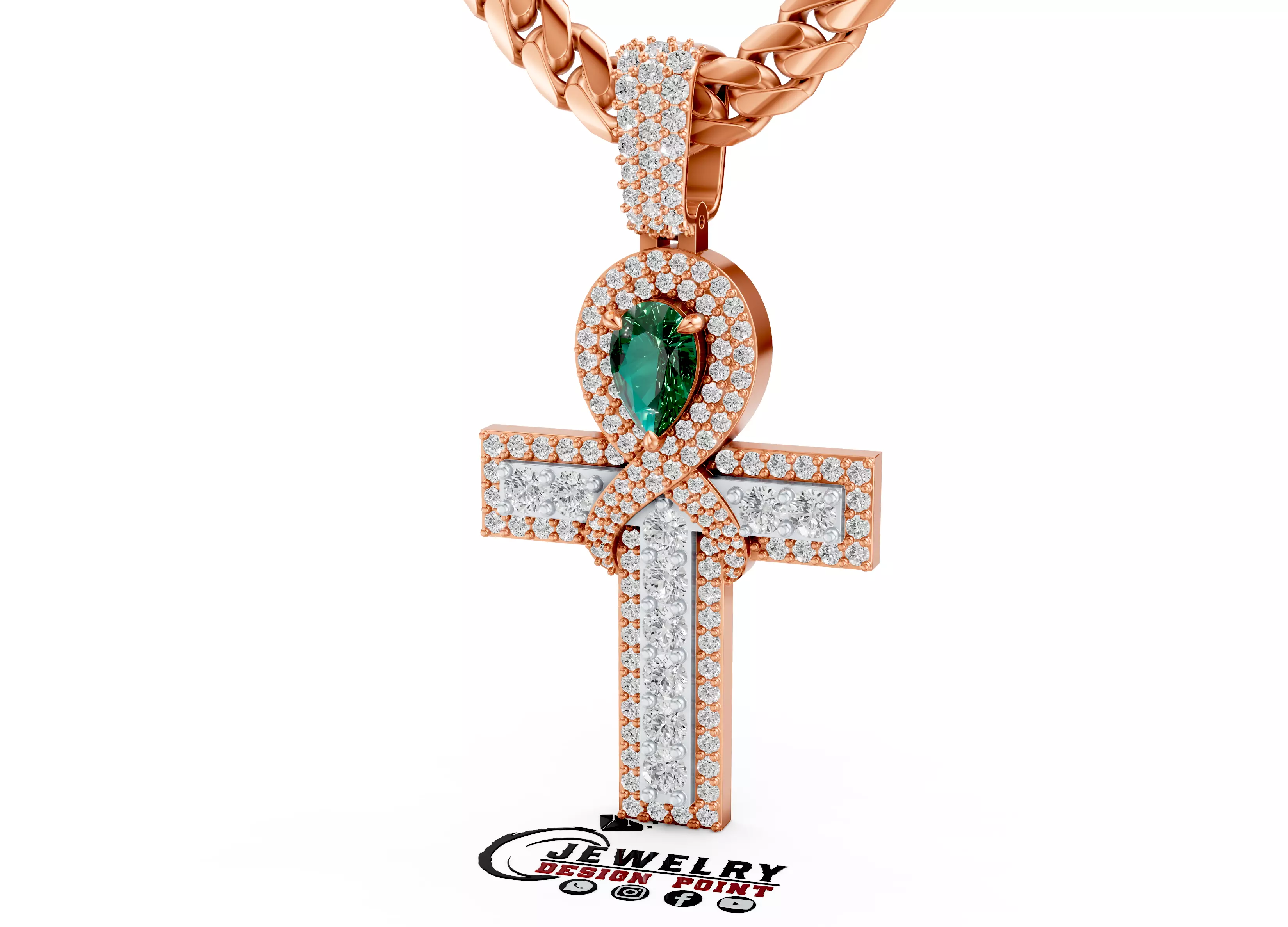 Custom Ankh Cross Pendant - Egypt Eye Cross Necklace 3D print model