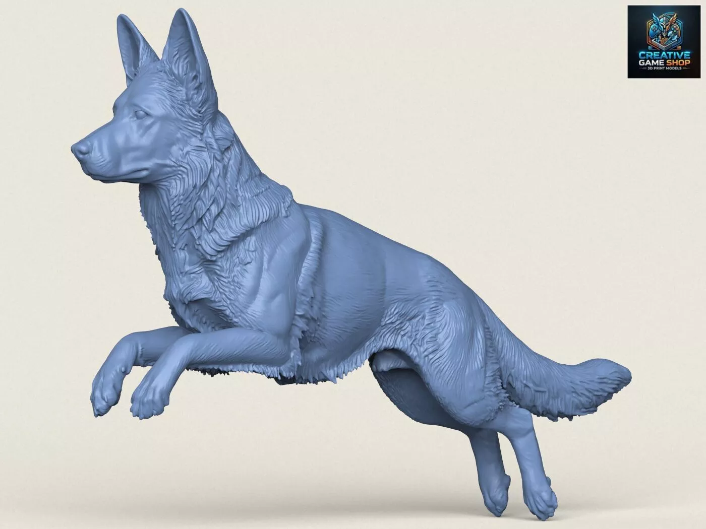 German Shepherd Dog Jumping 3D print model