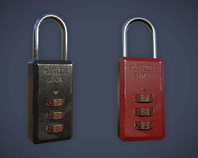 Combination Lock Low-poly 3D model_1