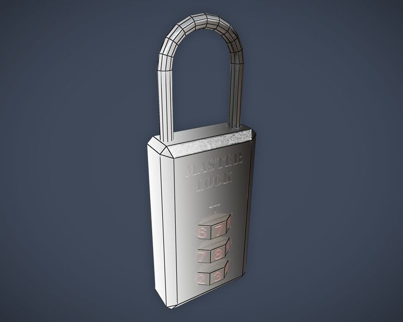 Combination Lock Low-poly 3D model_3