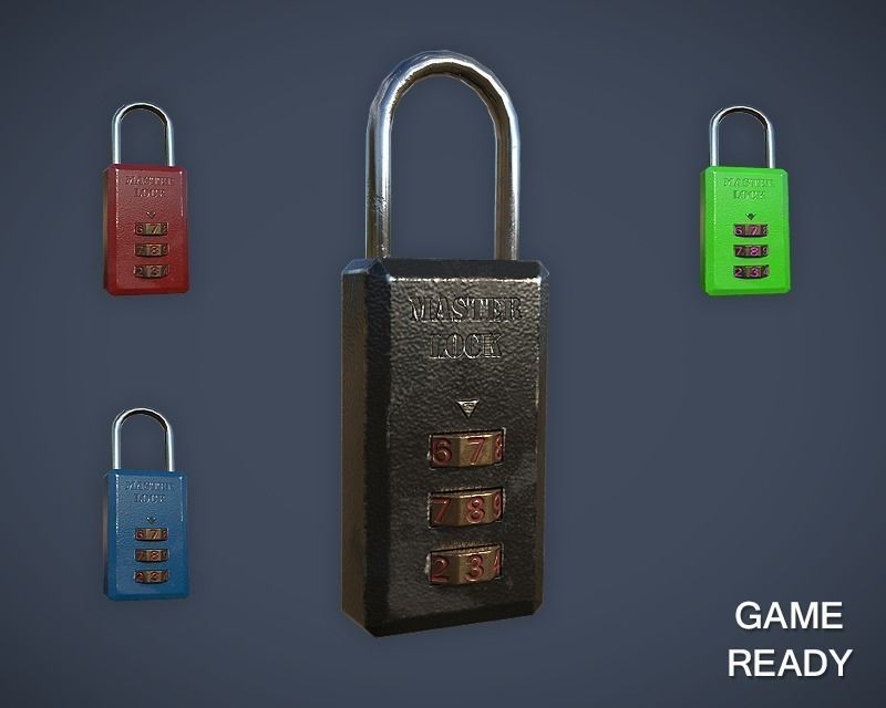 Combination Lock Low-poly 3D model_0