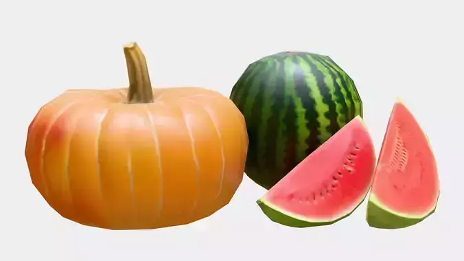 Groceries Fruits and Veggies Pack 01 Low-poly 3D model 7