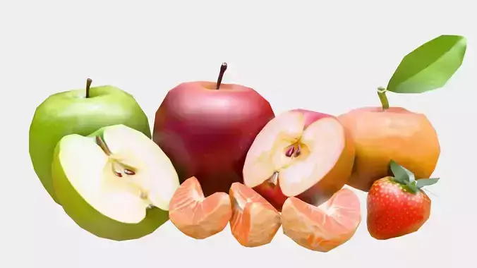 Groceries Fruits and Veggies Pack 01 Low-poly 3D model 6