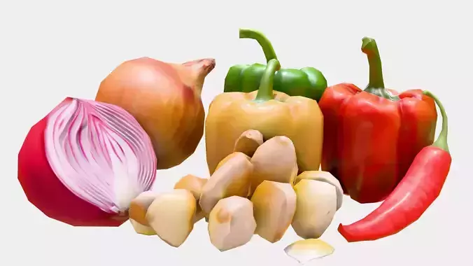 Groceries Fruits and Veggies Pack 01 Low-poly 3D model 3