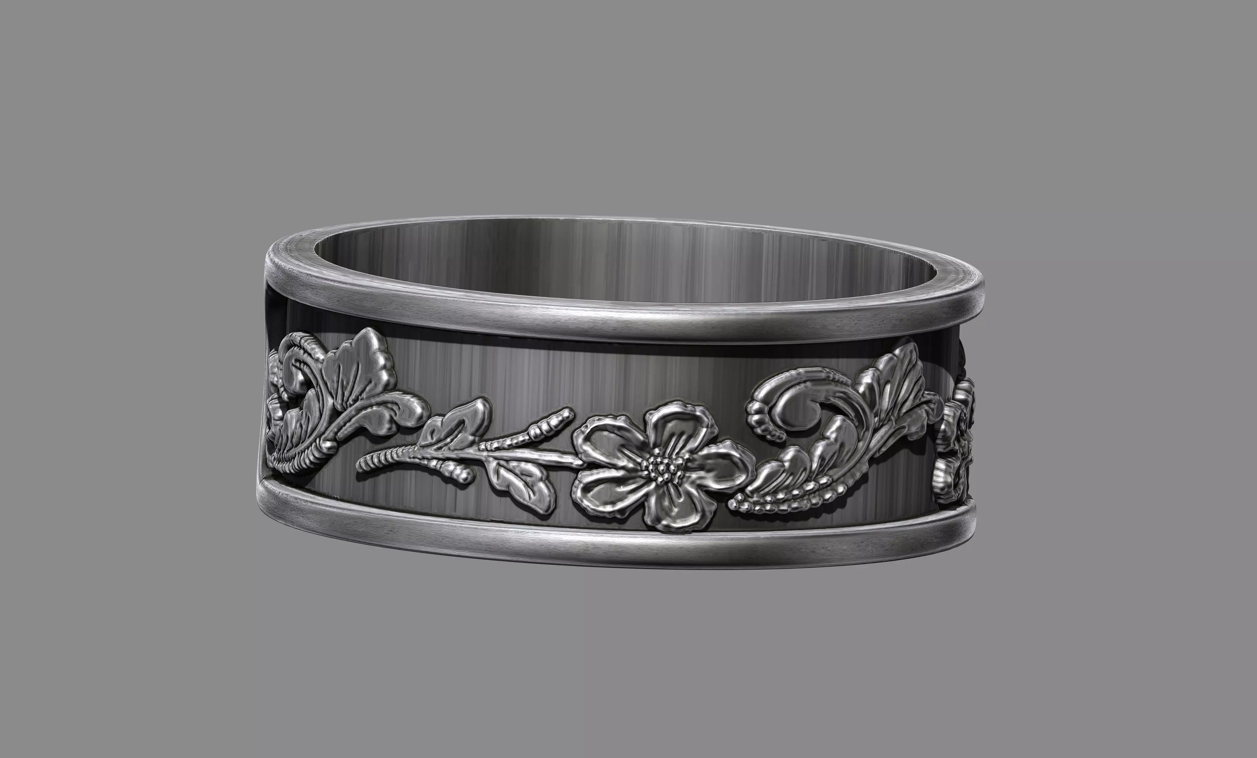 Lavander floral wedding band ring 3D print model