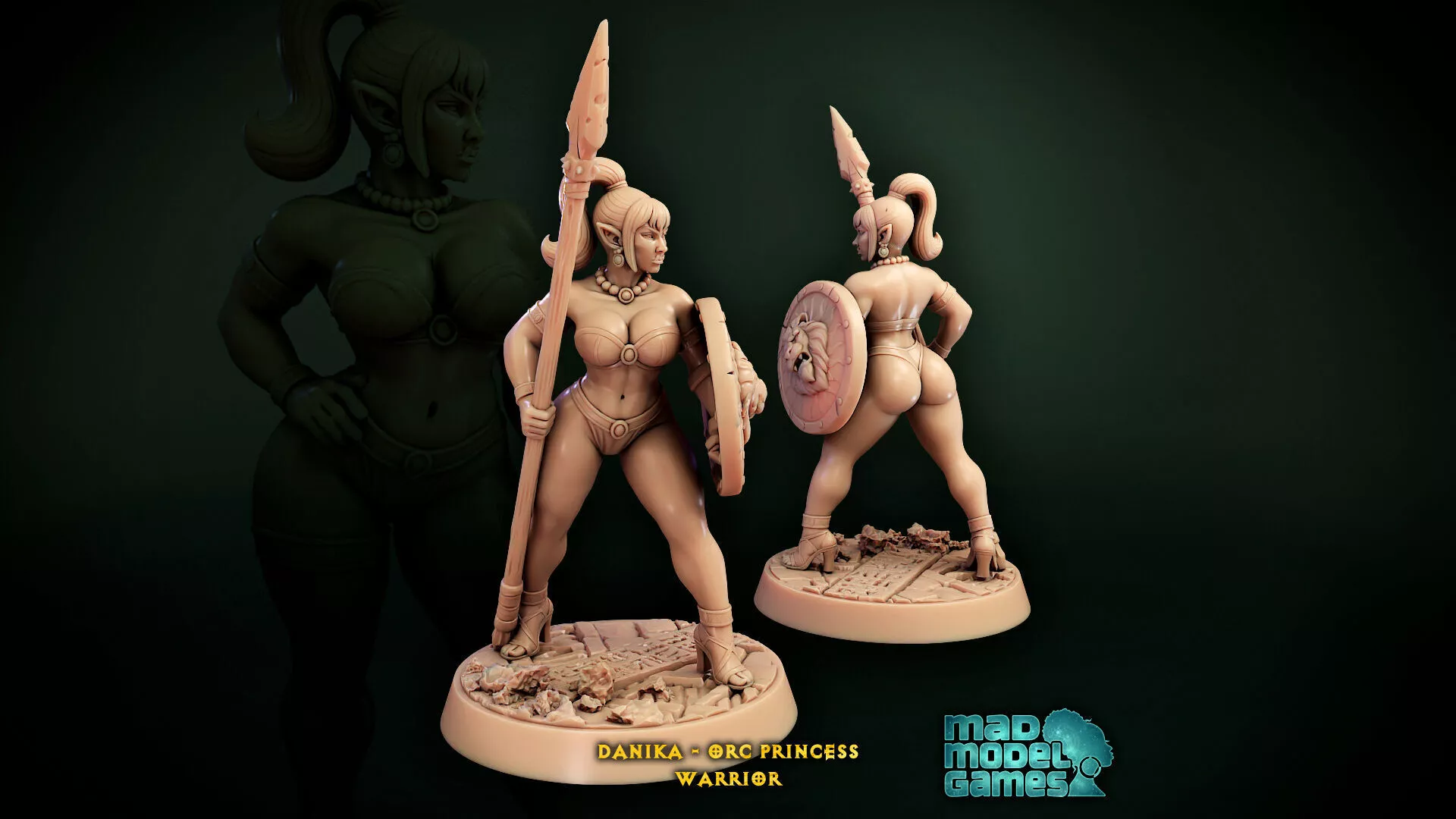 Danika - Orc Princess - Warrior - DND character NPC - 28mm 32mm 3D print model
