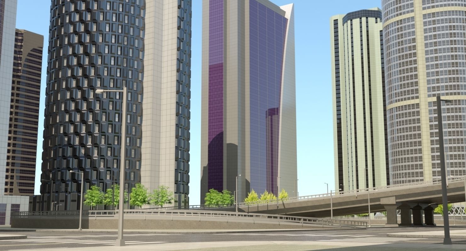 High Detailed Urban Skyscraper City Scape Building Blocks 3D model_8