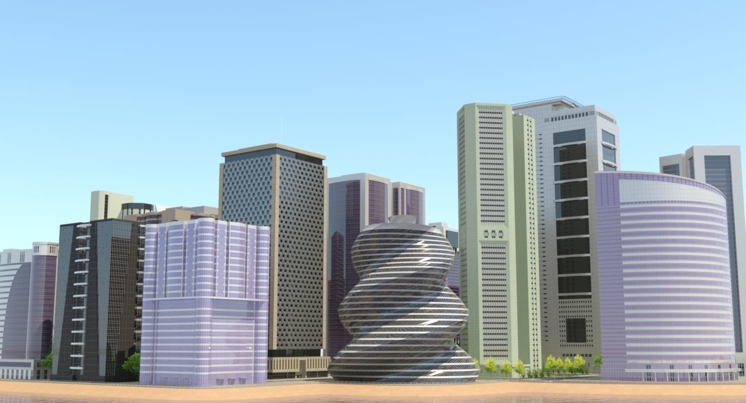 High Detailed Urban Skyscraper City Scape Building Blocks 3D model_3