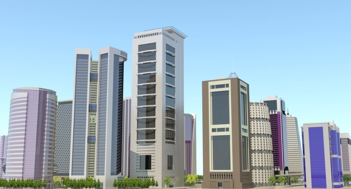 High Detailed Urban Skyscraper City Scape Building Blocks 3D model_6