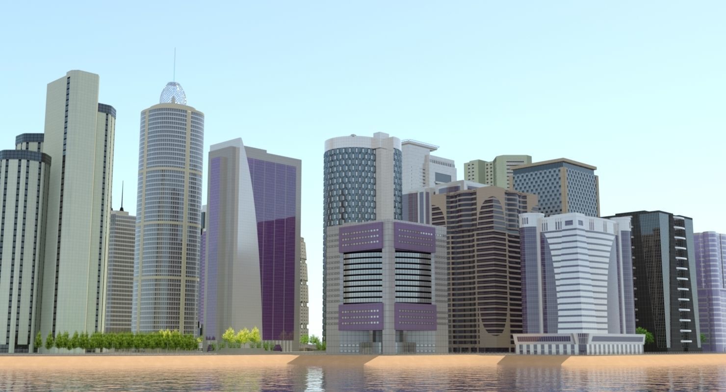 High Detailed Urban Skyscraper City Scape Building Blocks 3D model_2