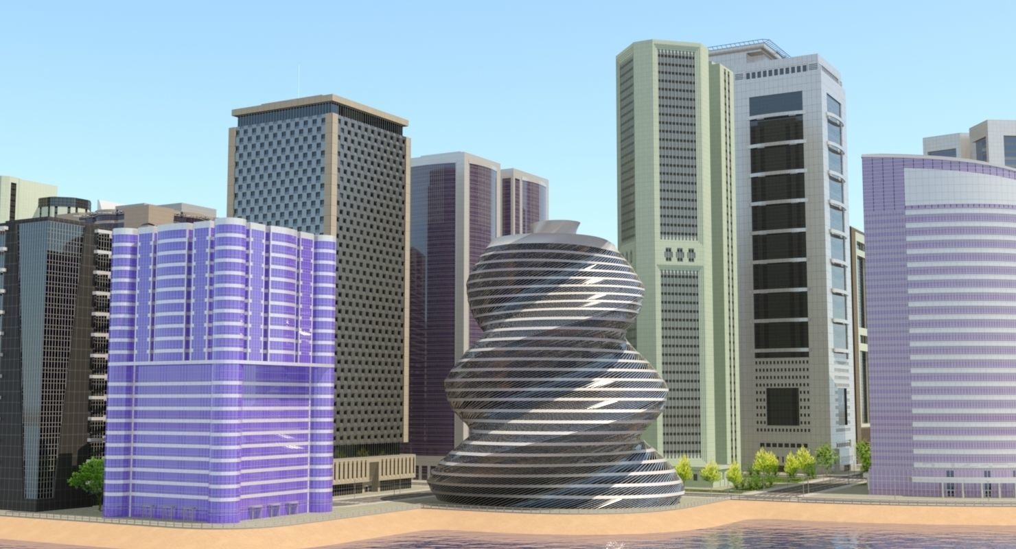 High Detailed Urban Skyscraper City Scape Building Blocks 3D model_12