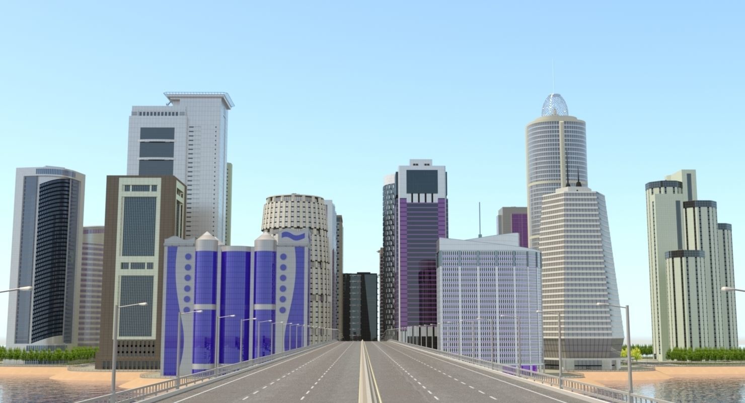 High Detailed Urban Skyscraper City Scape Building Blocks 3D model_1