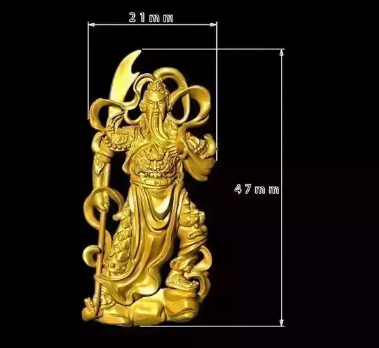 TJ 52 3D Golden Guandu  Statue 3D print model