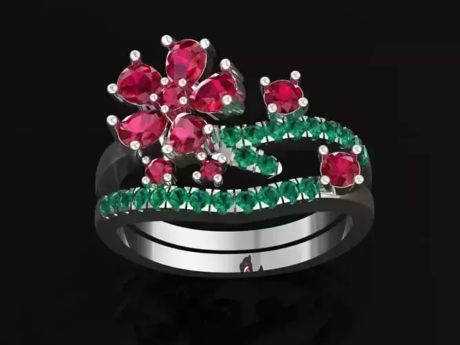 TJ 57 3D Platinum Women Ring  3D print model