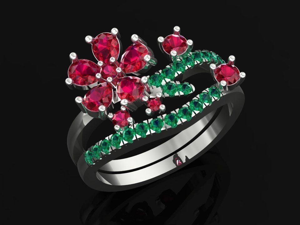 TJ 57 3D Platinum Women Ring  3D print model_1