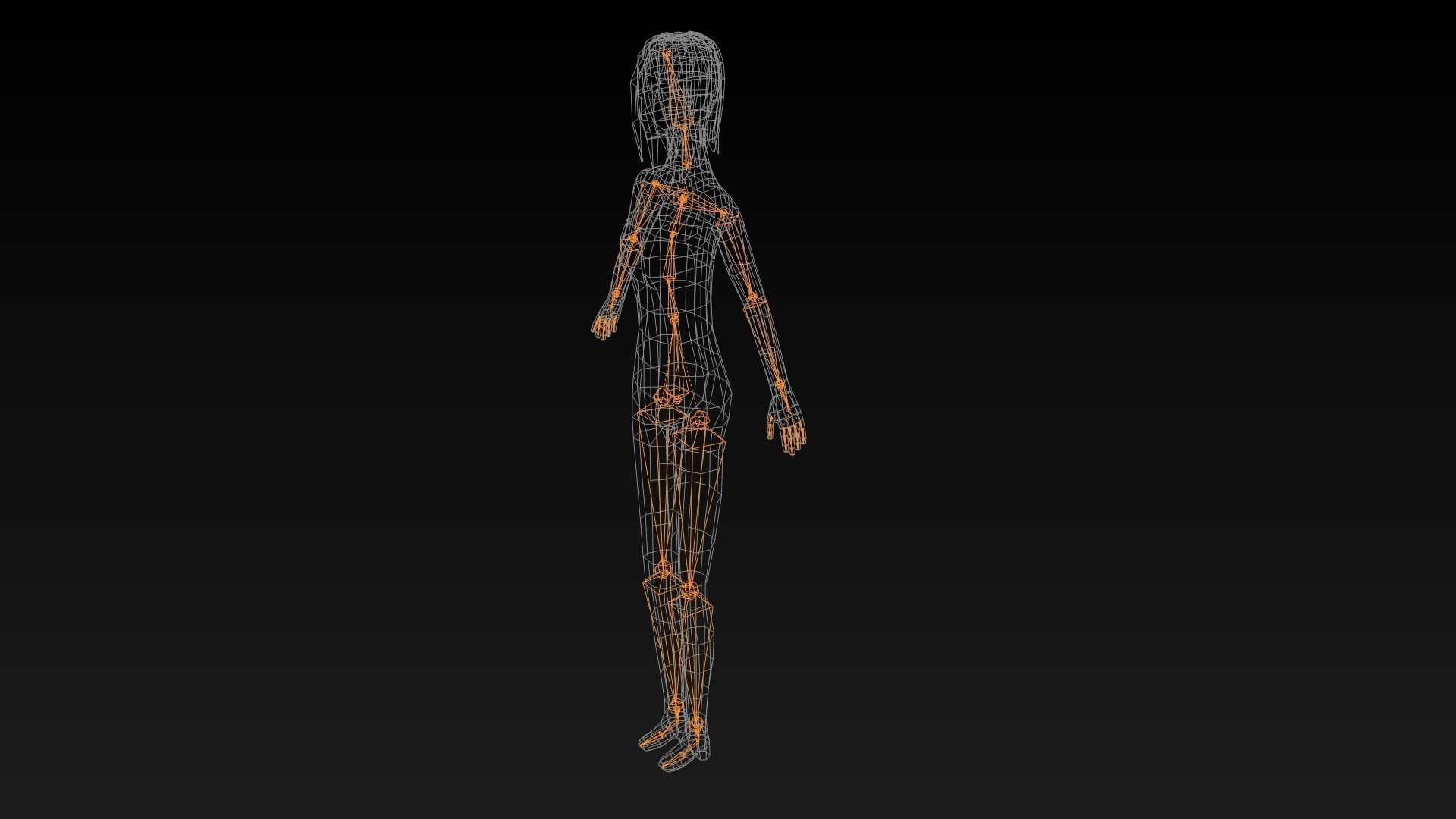 Low-poly Woman in shorts Low-poly 3D model_4