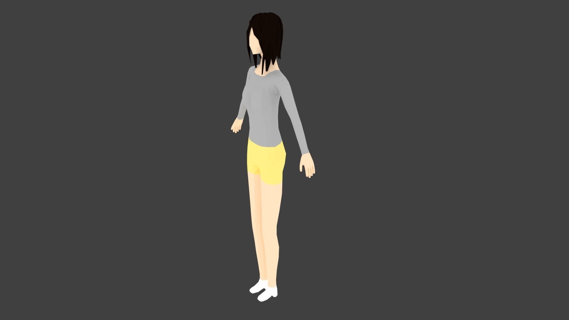 Low-poly Woman in shorts Low-poly 3D model_2