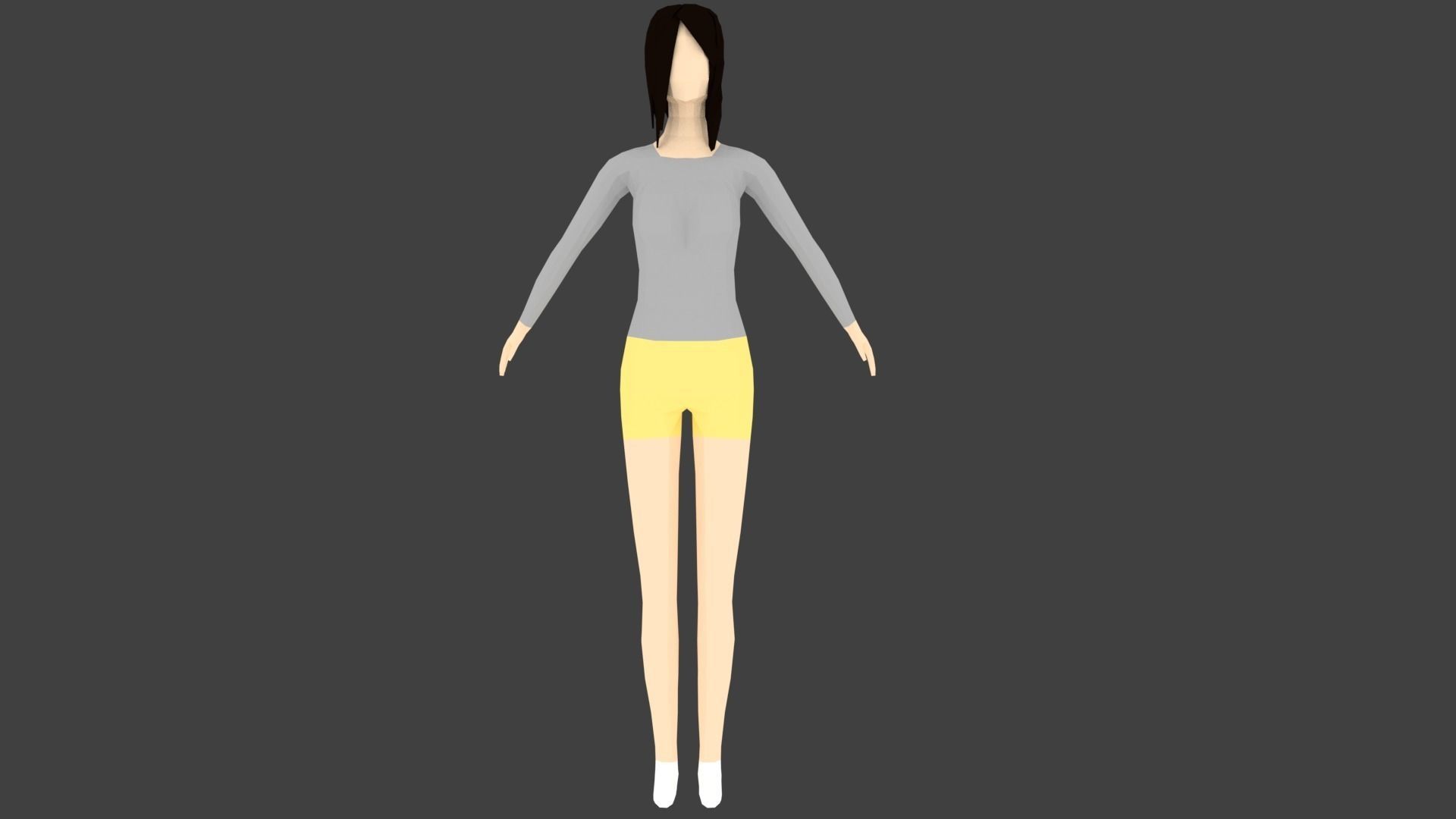 Low-poly Woman in shorts Low-poly 3D model_1