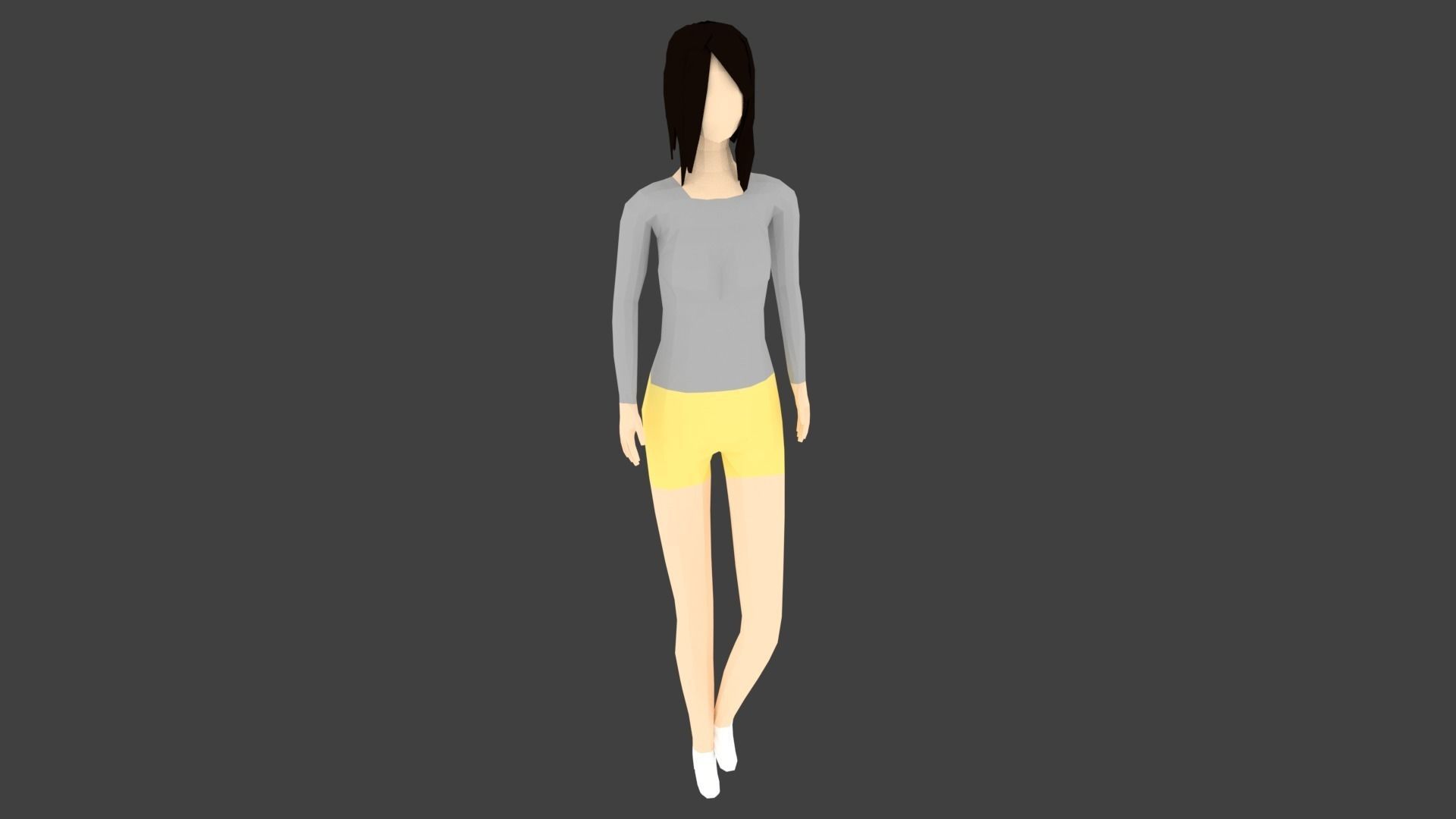 Low-poly Woman in shorts Low-poly 3D model_0
