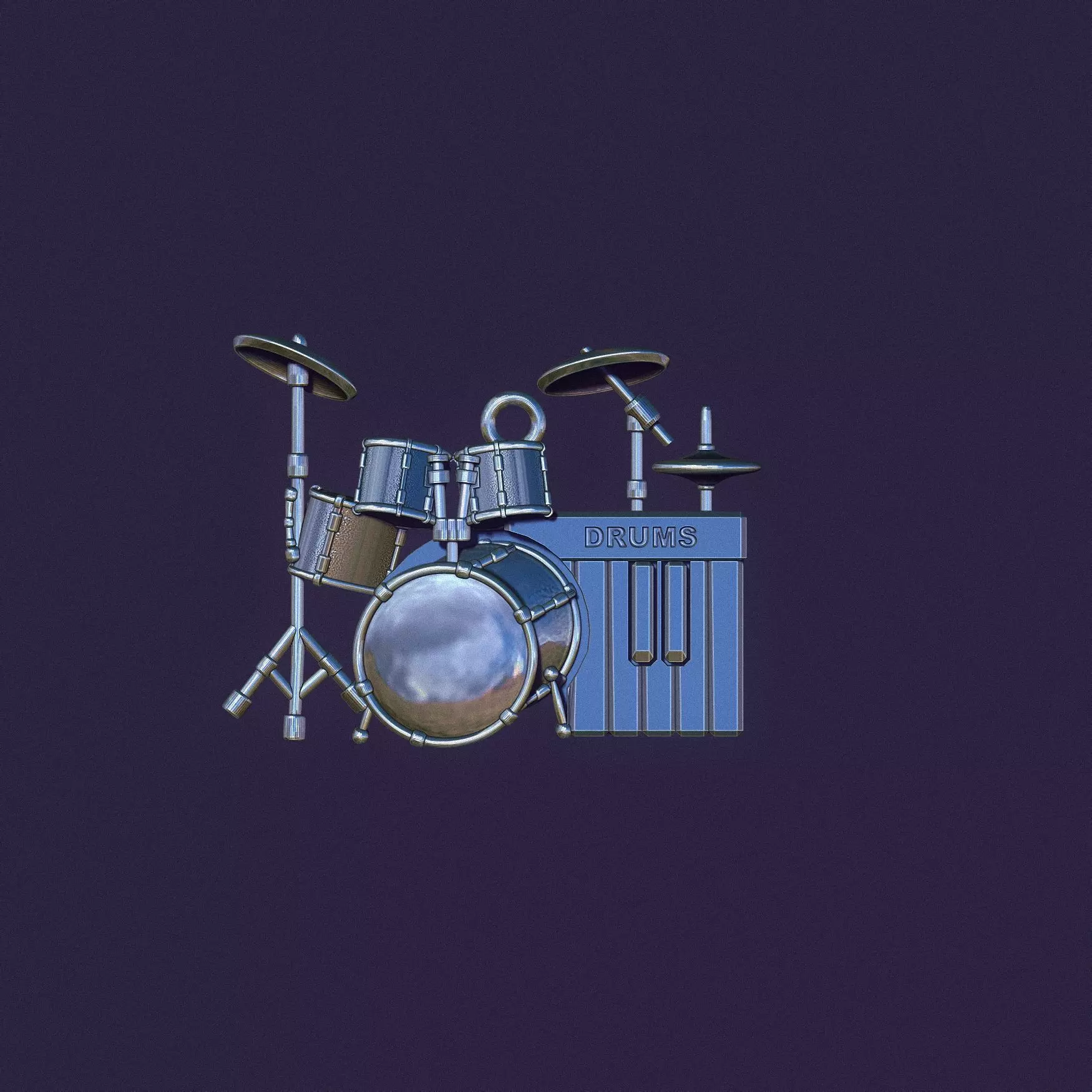 Drum pendant musical instrument silver cast 3D print model