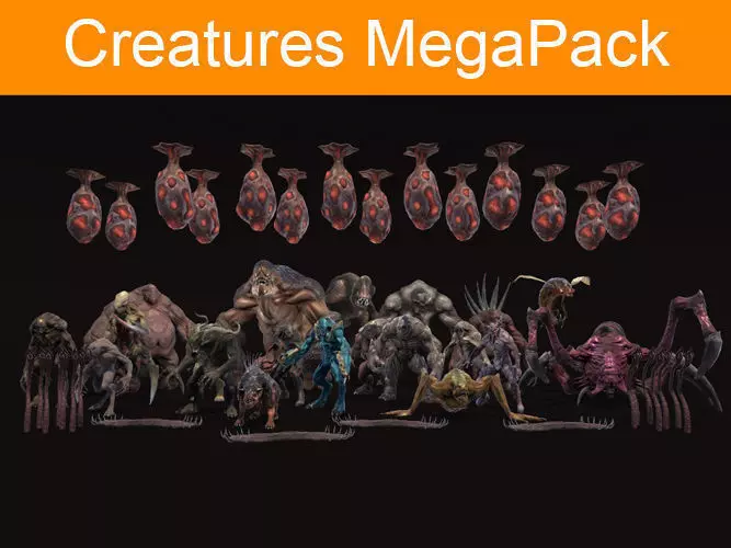 Creatures MegaPack Low-poly 3D model_0