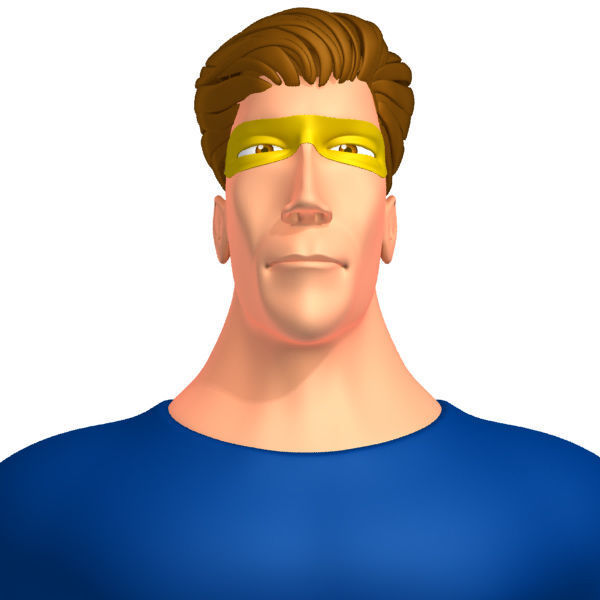 Superhero Cartoon 02 3D model_1