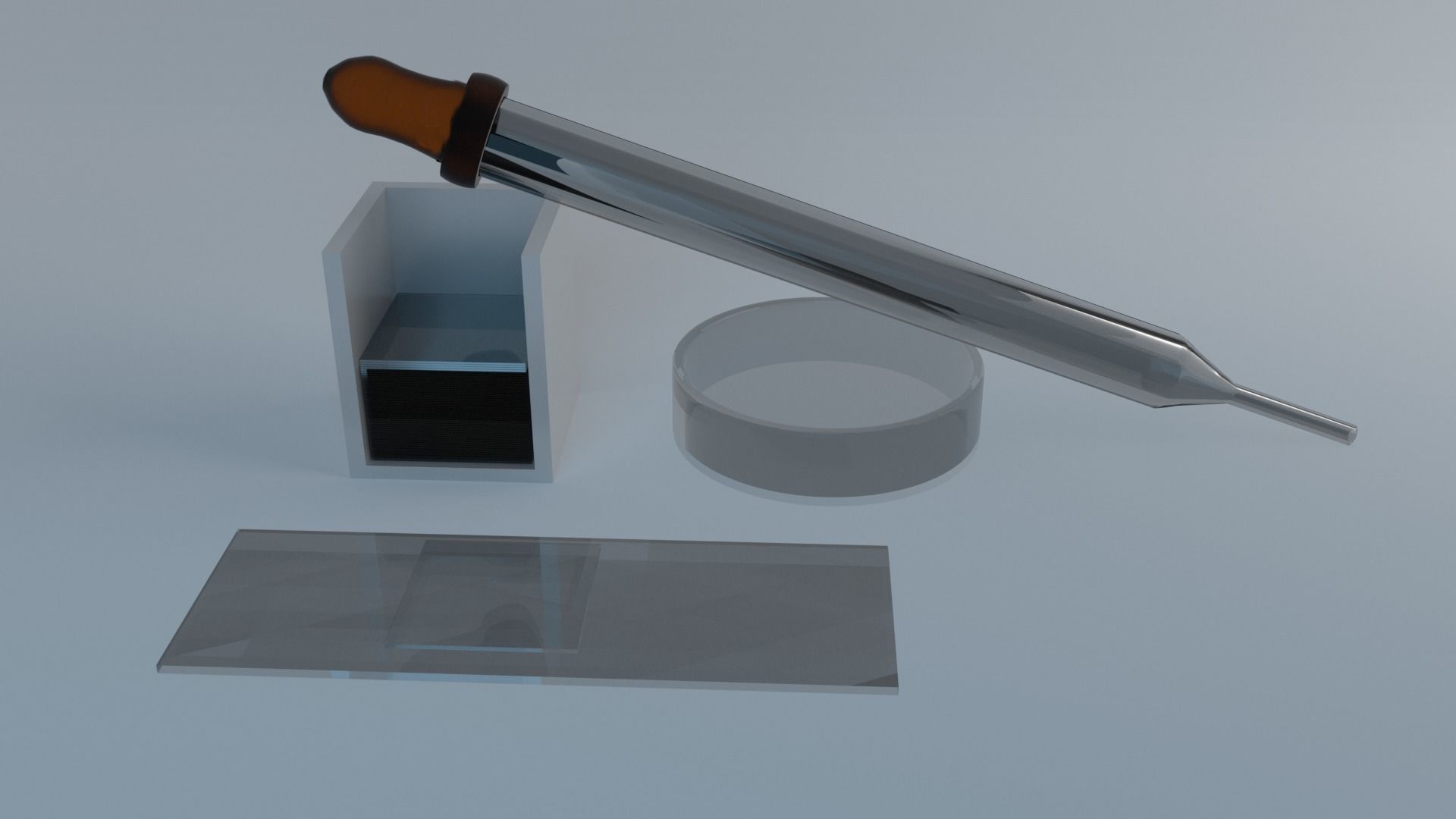 Low-poly Microscope Accessories - Glass Low-poly 3D model_0