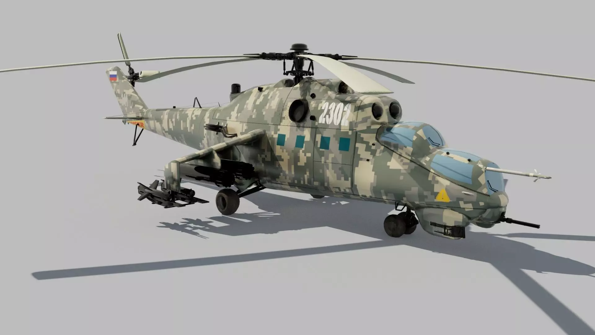 Mil Mi 24 Russian Helicopter Low-poly 3D model