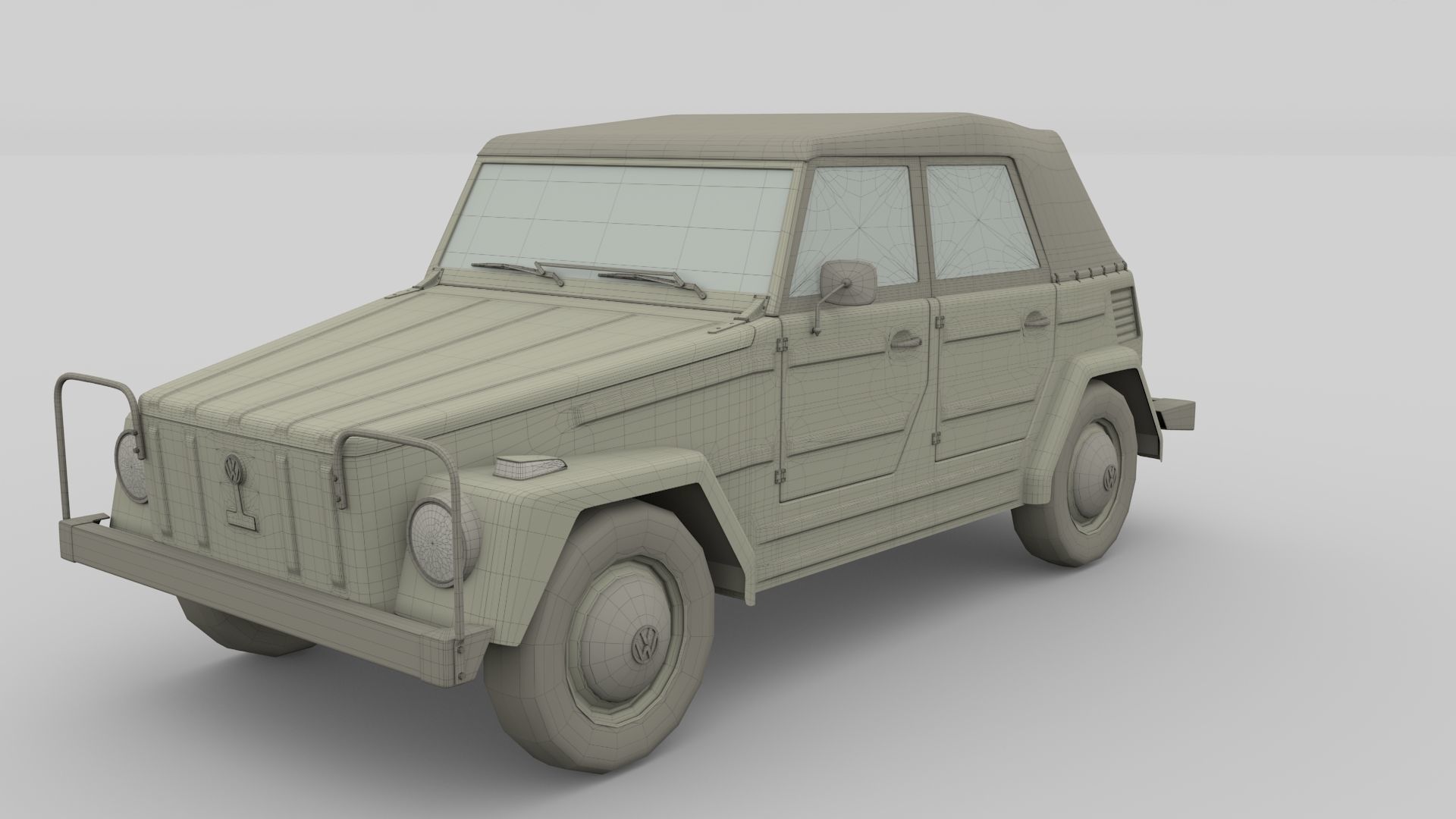 VW Type 181 with interior top up Low-poly 3D model_32