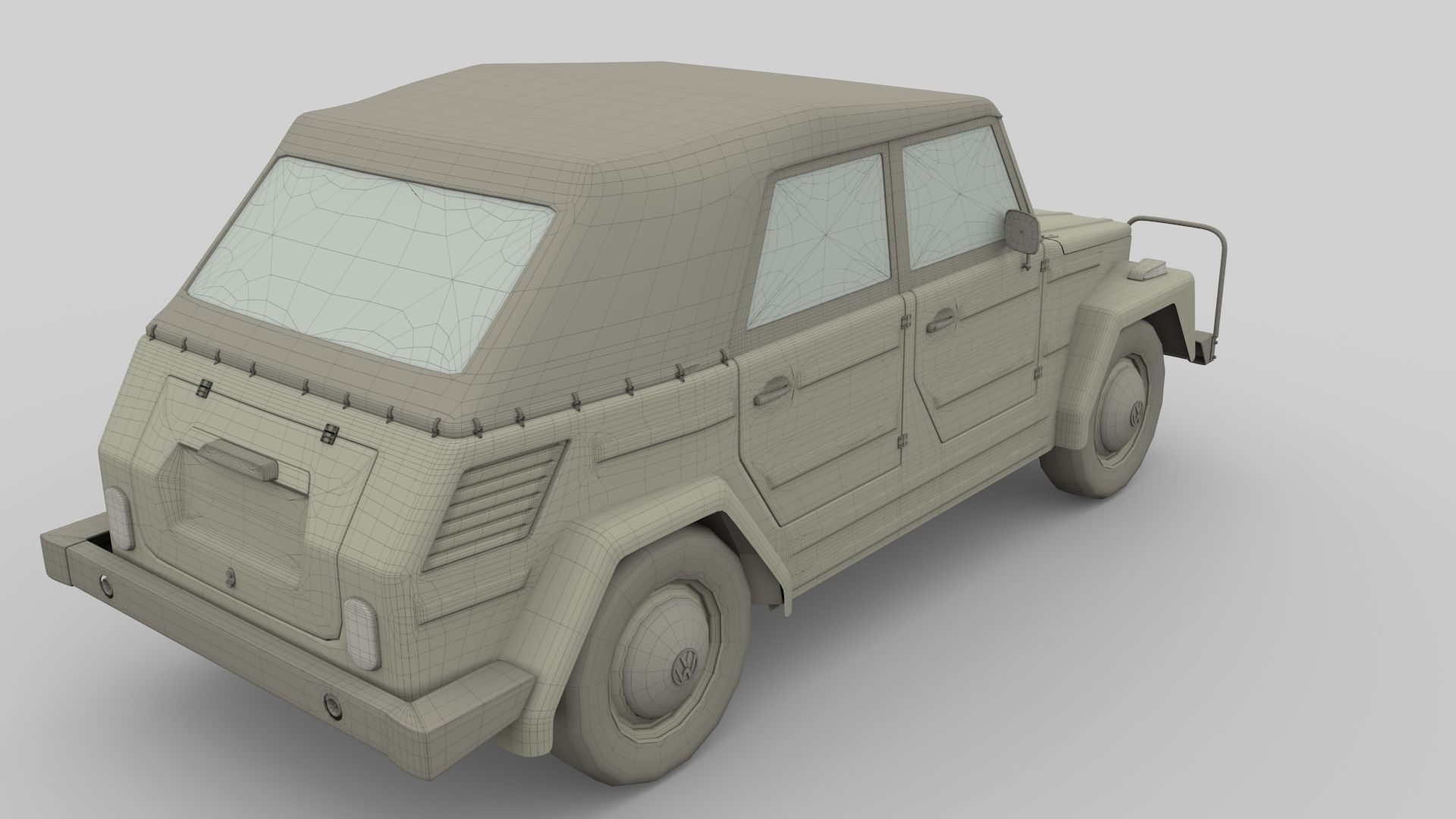 VW Type 181 with interior top up Low-poly 3D model_11