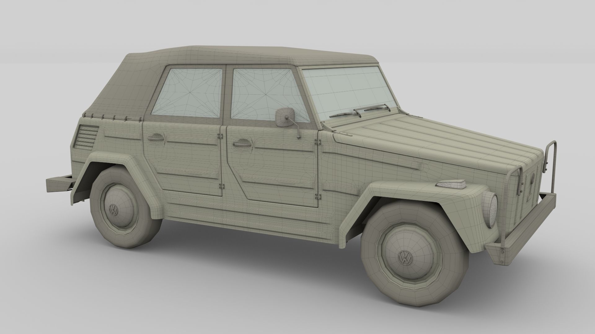 VW Type 181 with interior top up Low-poly 3D model_9