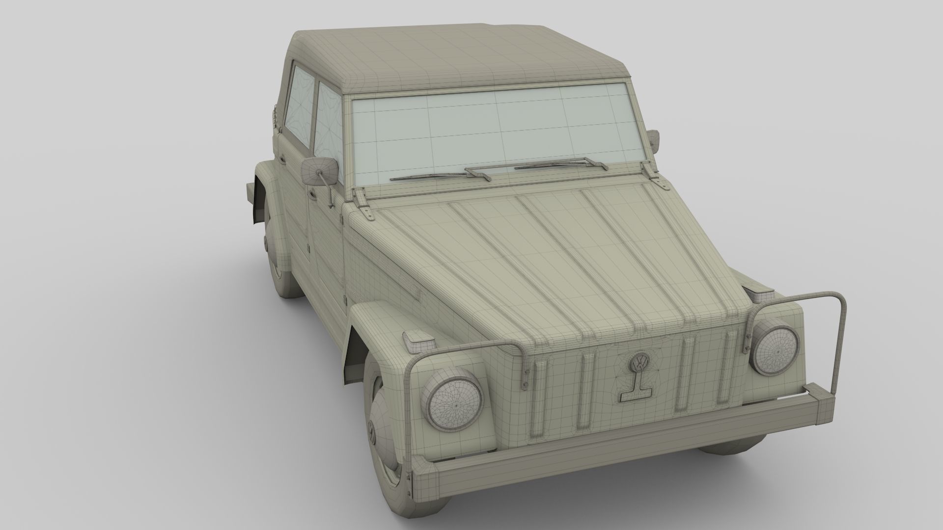 VW Type 181 with interior top up Low-poly 3D model_28