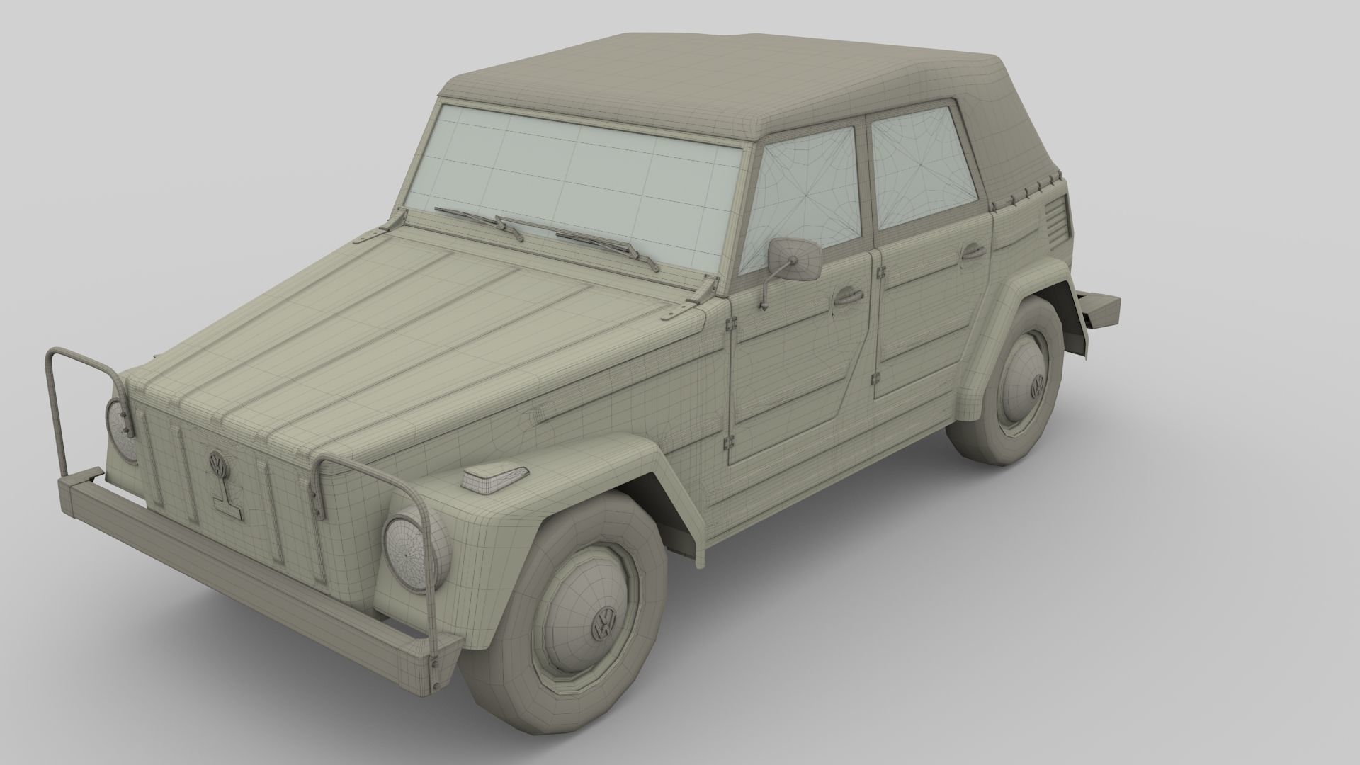 VW Type 181 with interior top up Low-poly 3D model_35