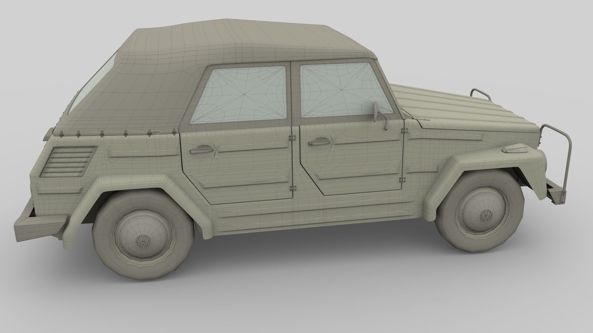 VW Type 181 with interior top up Low-poly 3D model_31