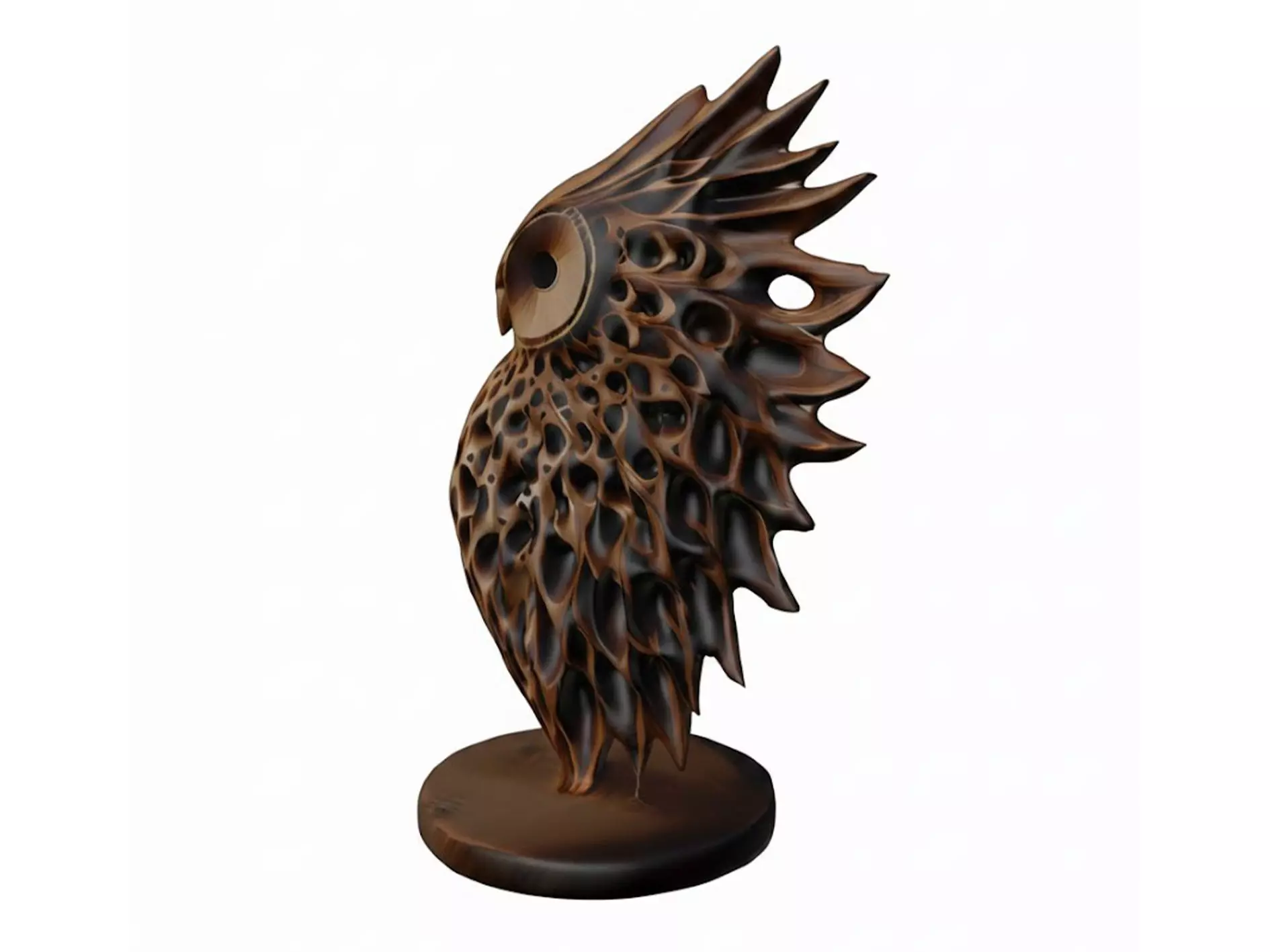Stylized Wooden Owl Sculpture Abstract Organic Decor 3D print model