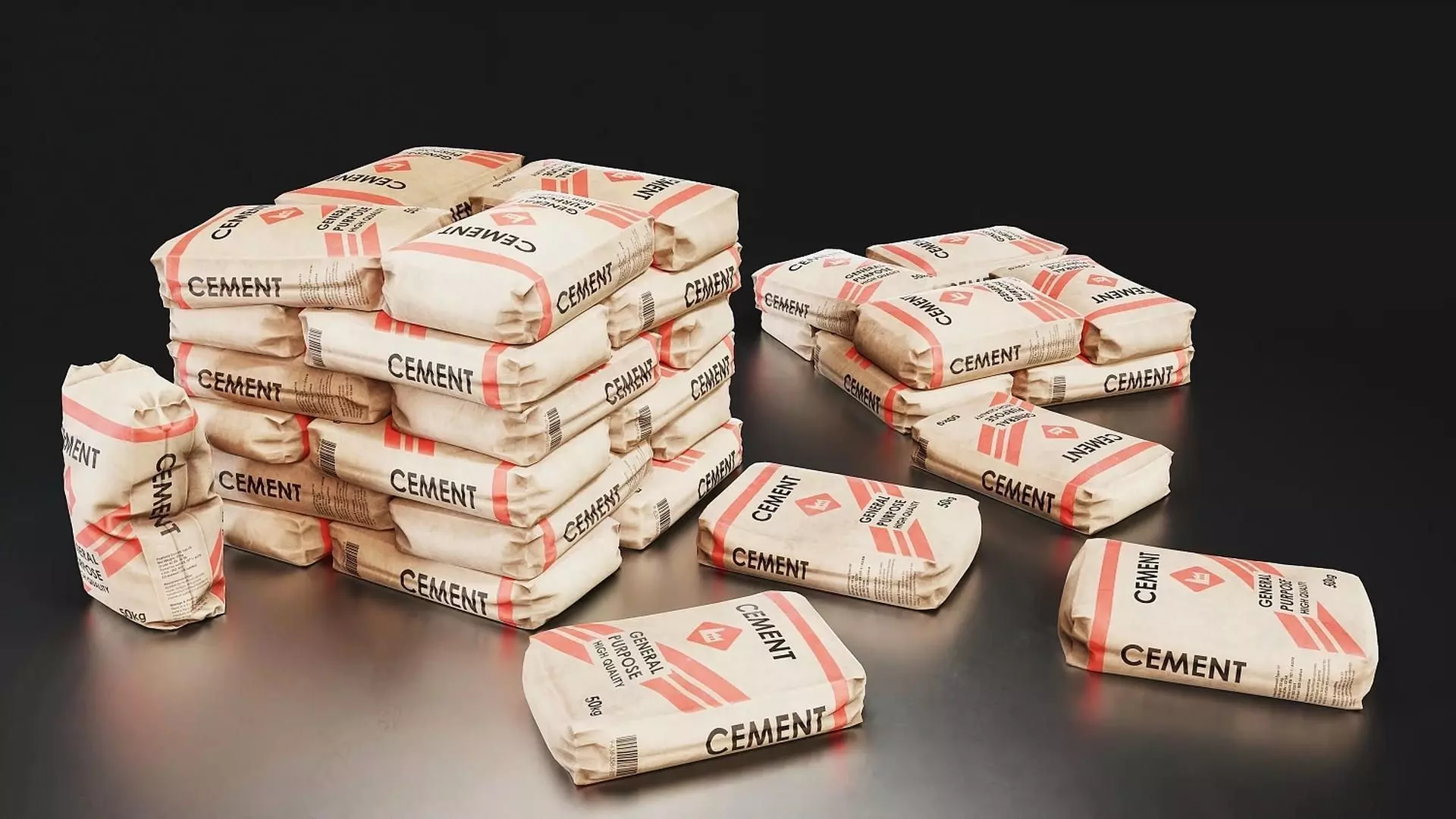Cement Bag Stack 3D Model Low-poly 3D model