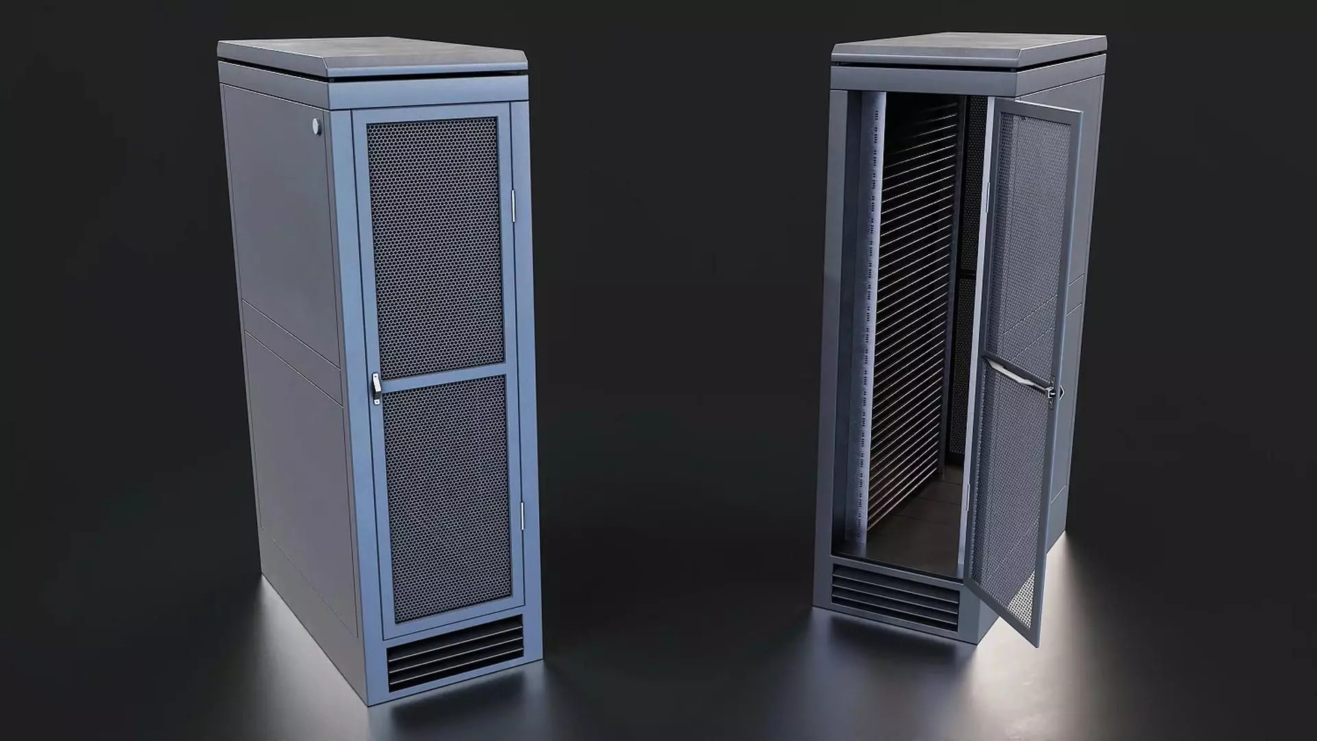 Industrial Server Rack Cabinet Low-poly 3D model