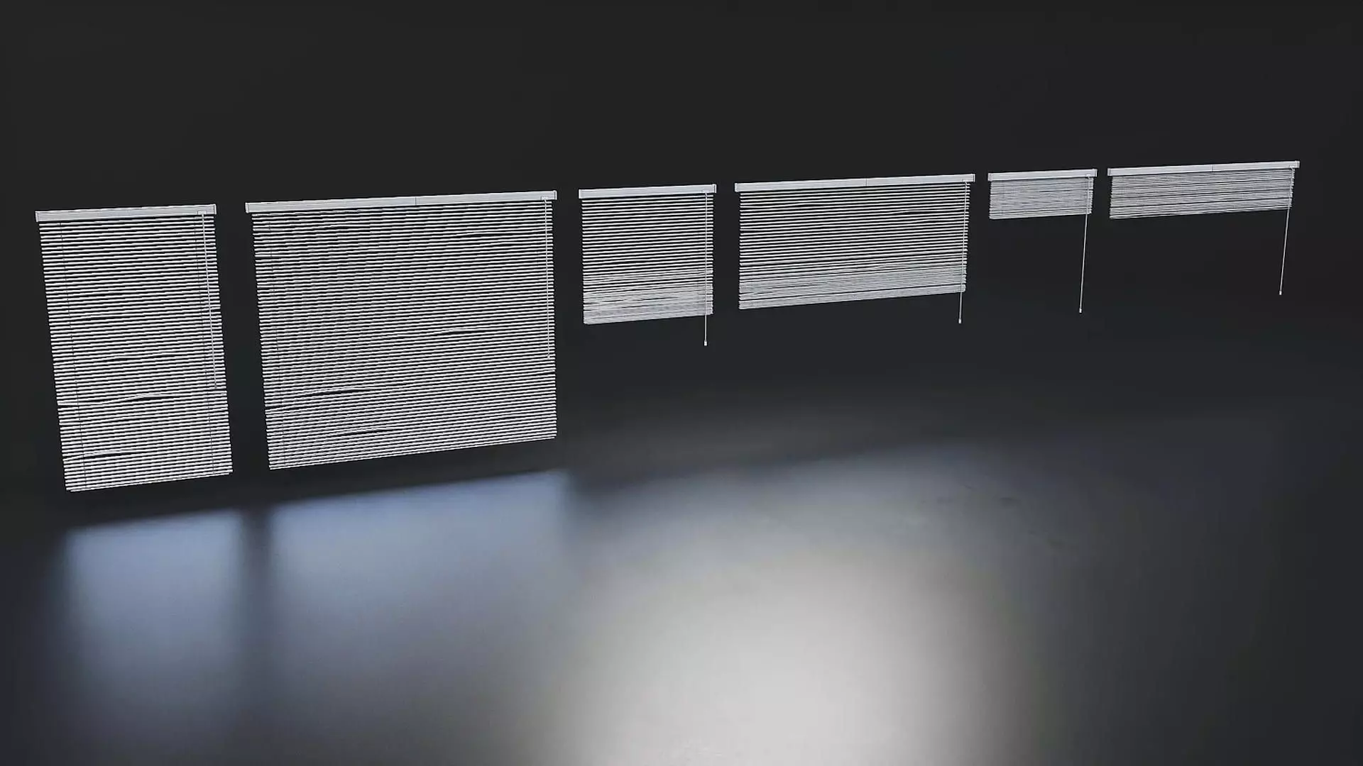 Venetian Window Blinds Set Low-poly 3D model