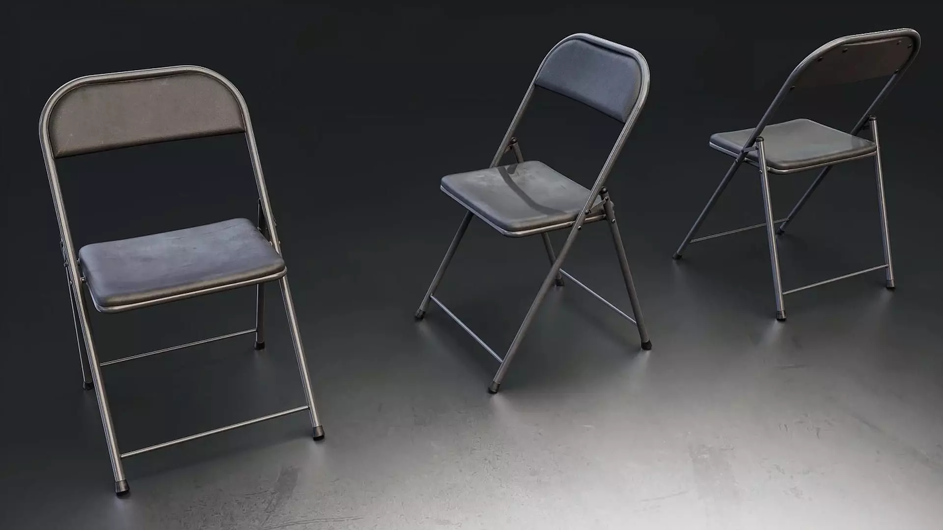 Folding Metal Chair Low-poly 3D model