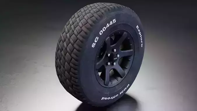 Realistic Car Tire Set Low-poly 3D model 4