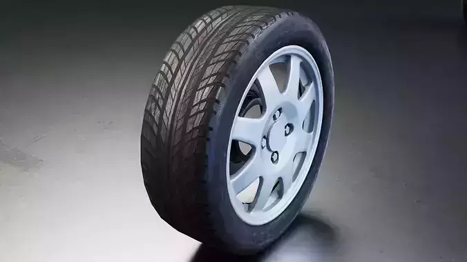Realistic Car Tire Set Low-poly 3D model 2