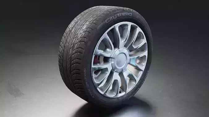Realistic Car Tire Set Low-poly 3D model 7