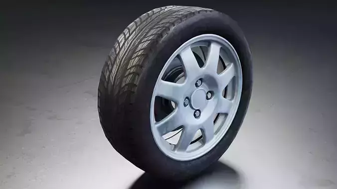 Realistic Car Tire Set Low-poly 3D model 3
