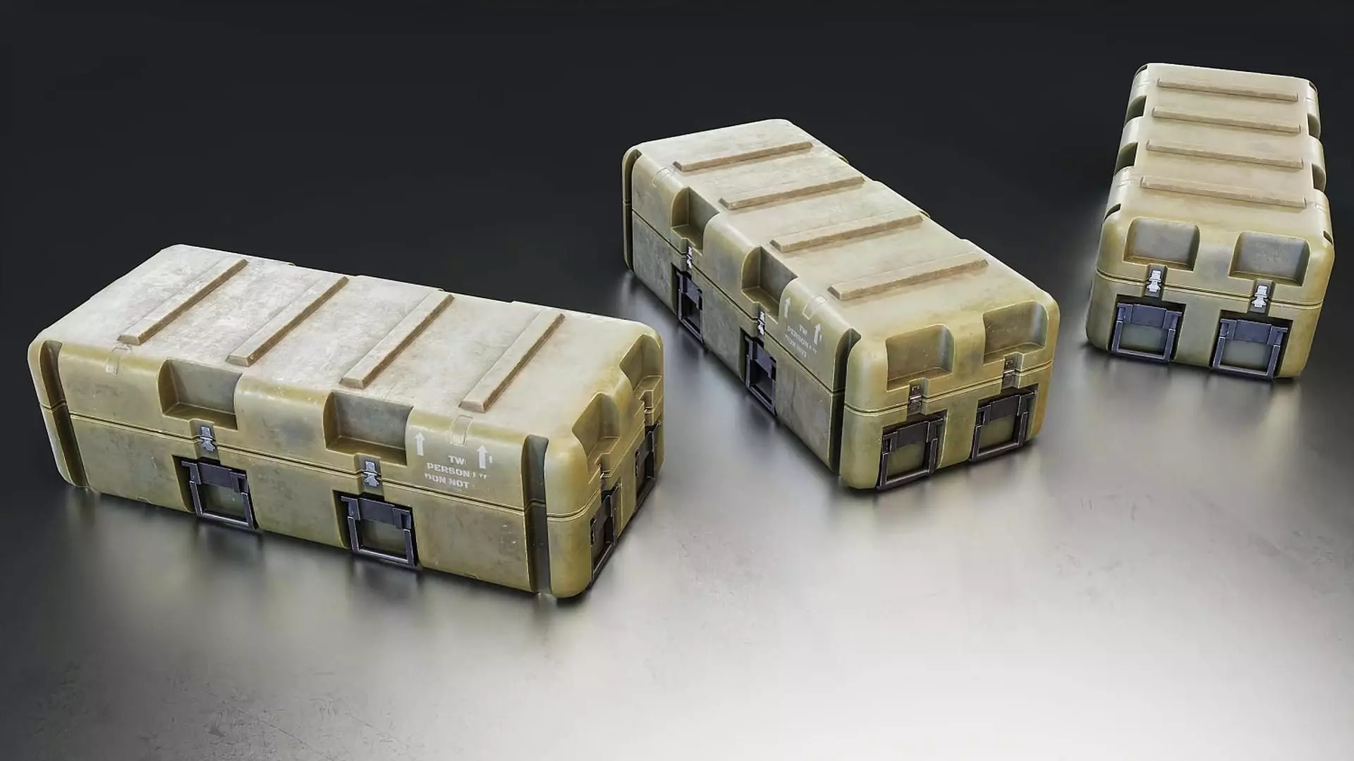Military Equipment Transport Case Set Low-poly 3D model