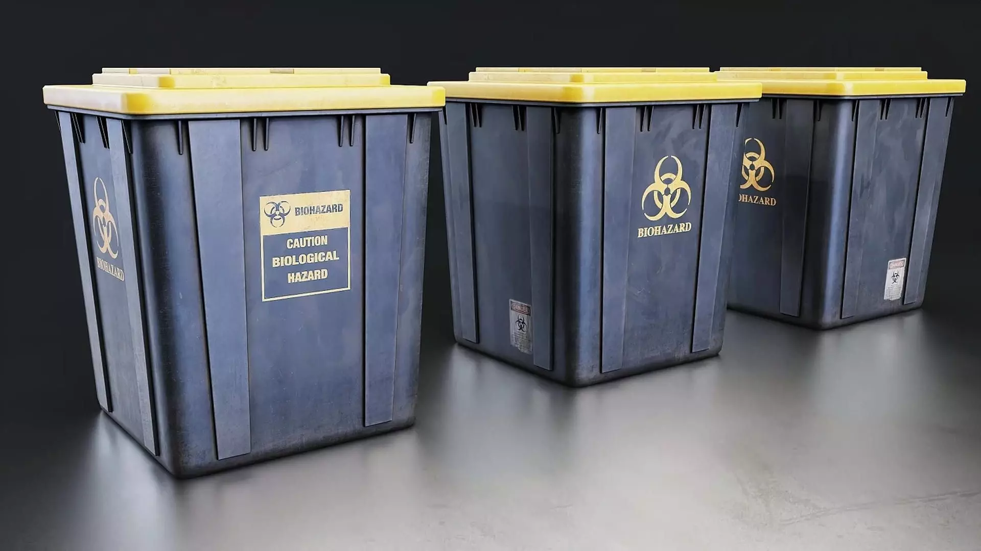 Biohazard Waste Bin 3D Model Low-poly 3D model