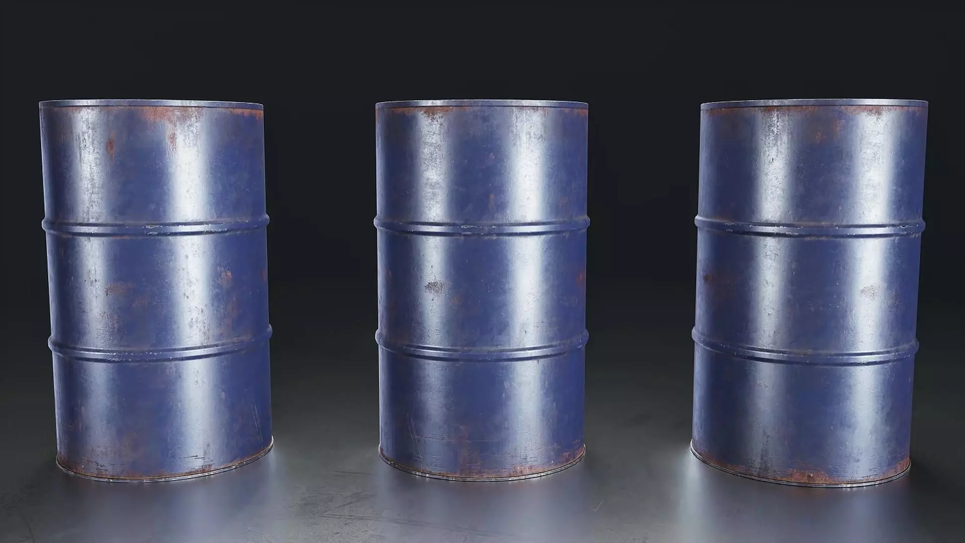 Industrial Metal Barrel Set Low-poly 3D model